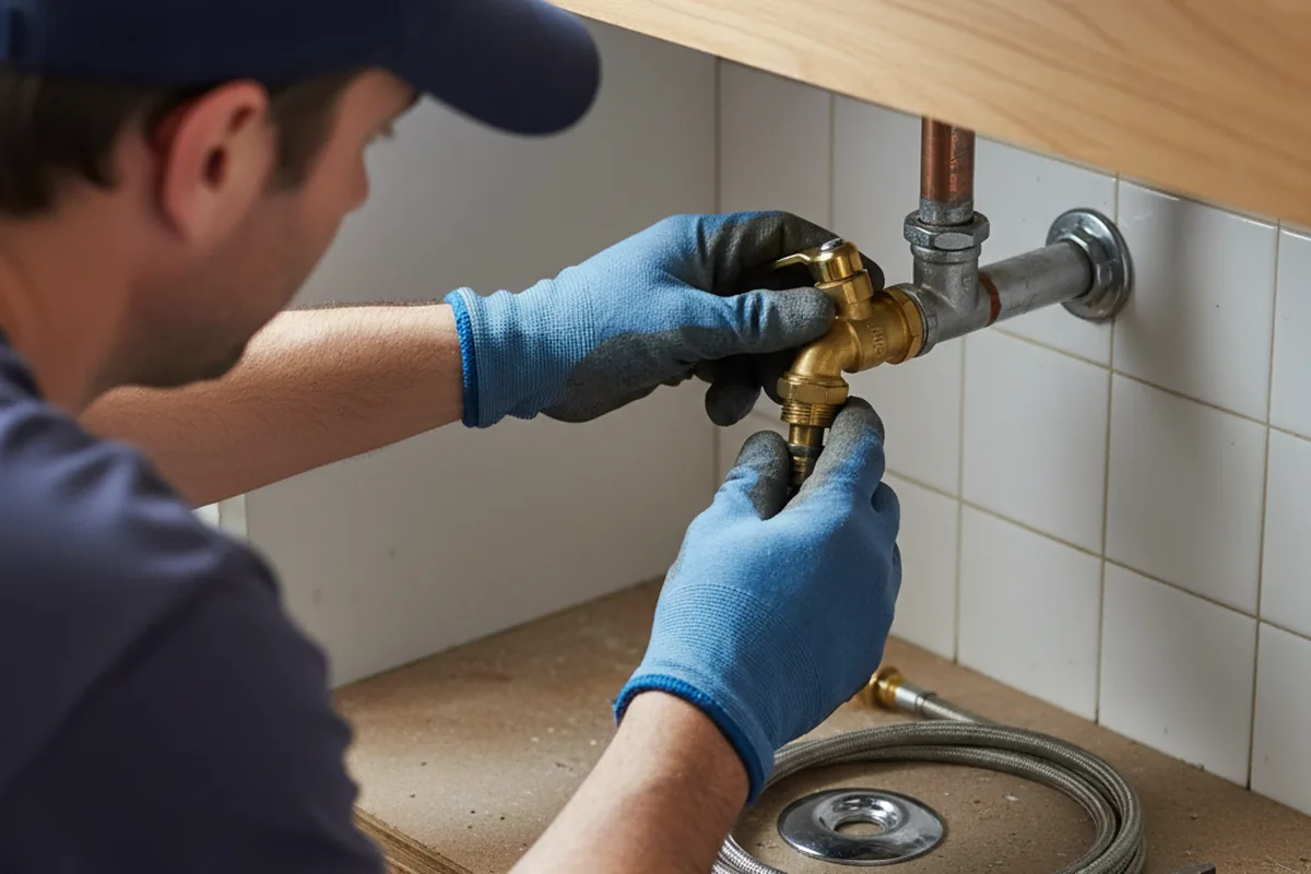 Shutoff valve and fitting work during Burst Pipe Repair in Twin Oaks